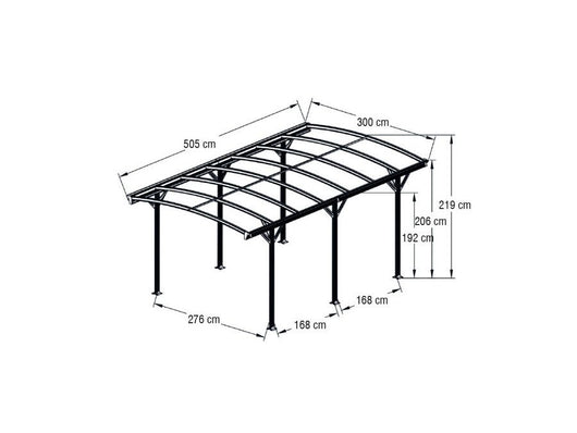 POSTO AUTO COPERTO AD ARCO 505X300XH219  DA 15 METRI QUADRATI CARPORT ARCO