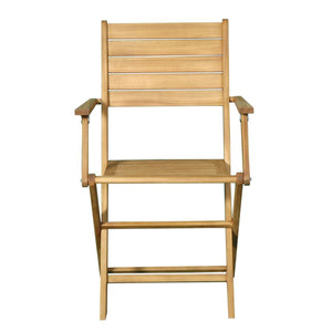 SEDIA PIEGHEVOLE LEGNO DI ACACIA CON BRACCIOLI 54X51,5X87 CM