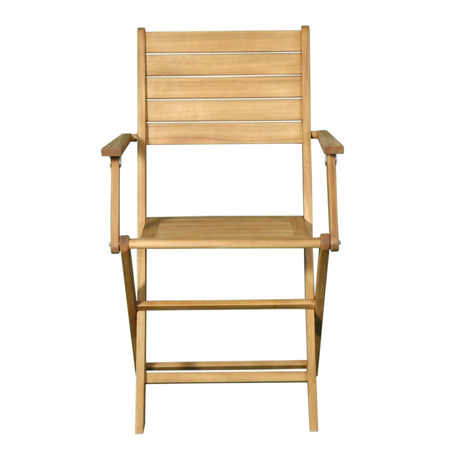 SEDIA PIEGHEVOLE LEGNO DI ACACIA CON BRACCIOLI 54X51,5X87 CM