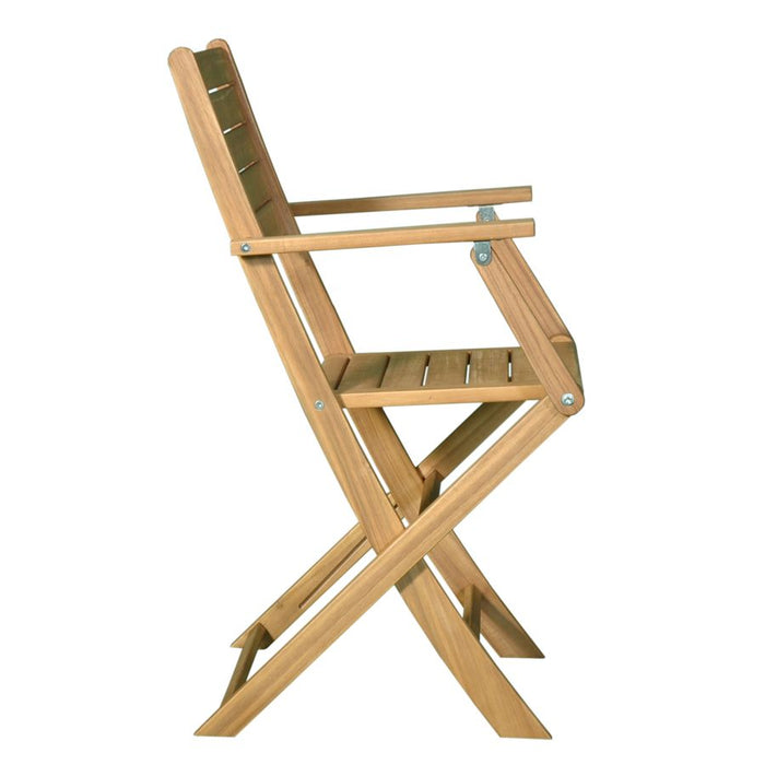 SEDIA PIEGHEVOLE LEGNO DI ACACIA CON BRACCIOLI 54X51,5X87 CM