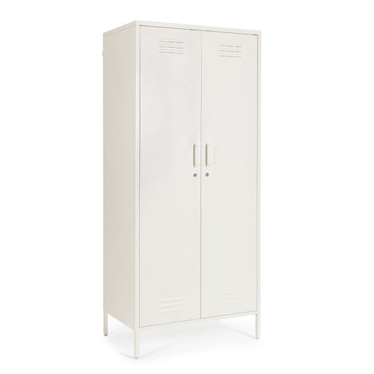 MOBILE METALLO A 2 ANTE CAMBRIDGE BIANCO CREMA 50X80X185H CM