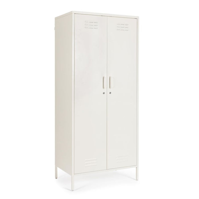 MOBILE METALLO A 2 ANTE CAMBRIDGE BIANCO CREMA 50X80X185H CM