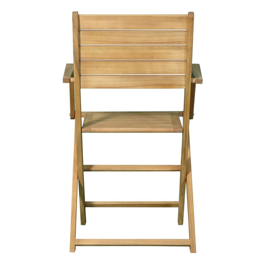 SEDIA PIEGHEVOLE LEGNO DI ACACIA CON BRACCIOLI 54X51,5X87 CM