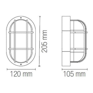 PLAFONIERA SOFFITTO/APPLIQUE PARETE OVALE DA ESTERNO NERA 1XE27 TURTLE FAN