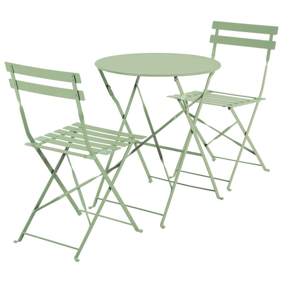 SET BISTROT VERDE MENTA TAVOLO 2 SEDIE PIEGHEVOLI DA GIARDINO