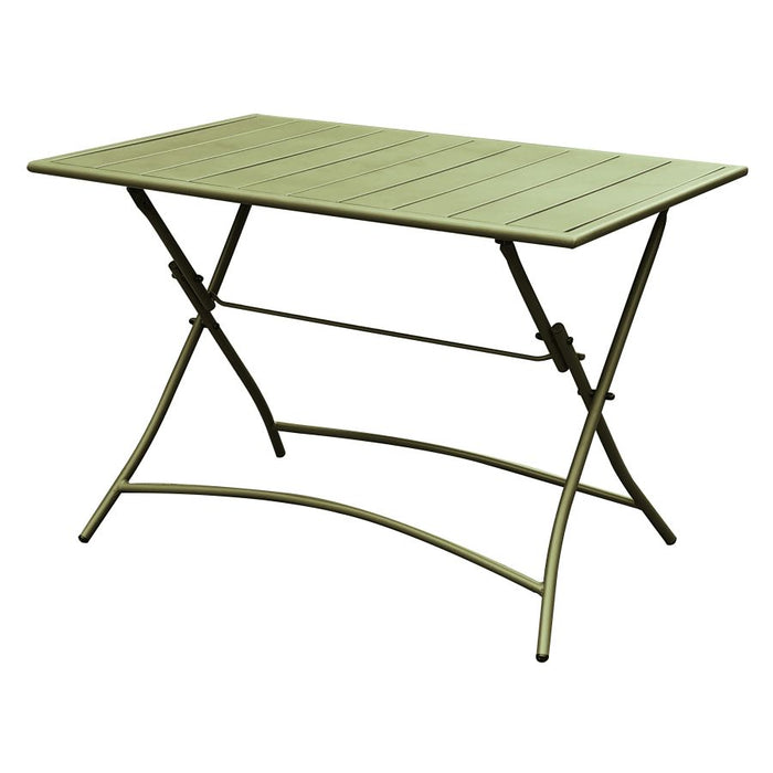 TAVOLO RETTANGOLARE PIEGHEVOLE DA GIARDINO ESTERNO VERDE OLIVA A LISTELLI