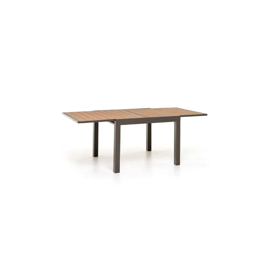 TAVOLO DA GIARDINO ESTERNO ALLUNGABILE MARRONE SCURO E ALLUMINIO 90/180X90 CM OT