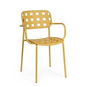 SEDIA PER GIARDINO ESTERNO CON BRACCIOLI CLOVER OCRA BIZZOTTO