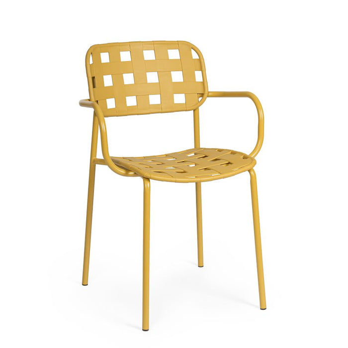 SEDIA PER GIARDINO ESTERNO CON BRACCIOLI CLOVER OCRA BIZZOTTO