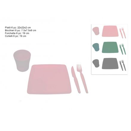 SET 24 PEZZI STOVIGLIE PLASTICA COLORATO PREZZO CAD UNO A SET INDICARE IL COLORE