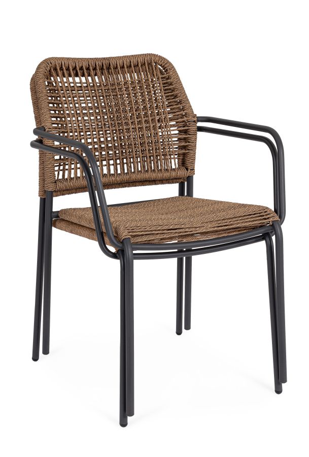 SEDIA DA ESTERNO CON BRACCIOLI JABLE ANTRACITE BIZZOTTO
