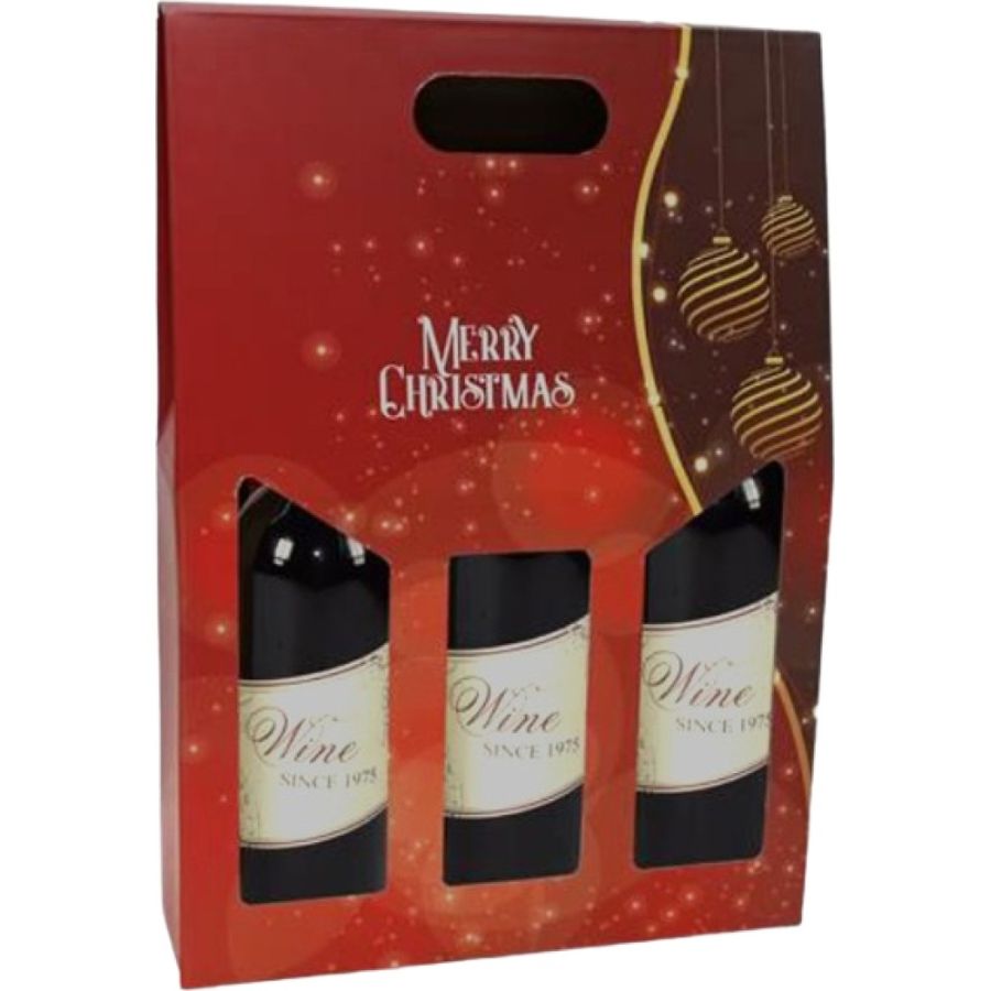 BOX PORTABOTTIGLIA 3 POSTI SCENARIO MERRY CHRISTMAS