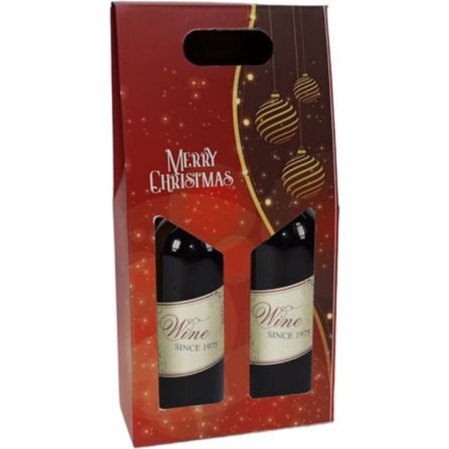 BOX PORTABOTTIGLIA 2 POSTI SCENARIO MERRY CHRISTMAS