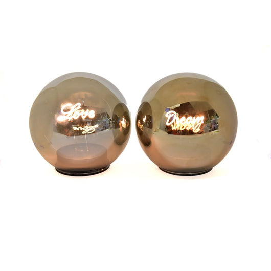 PALLA VETRO CON SCRITTE LED DIAM.15X14,5H CM ASSORTITE PREZZO CAD UNO