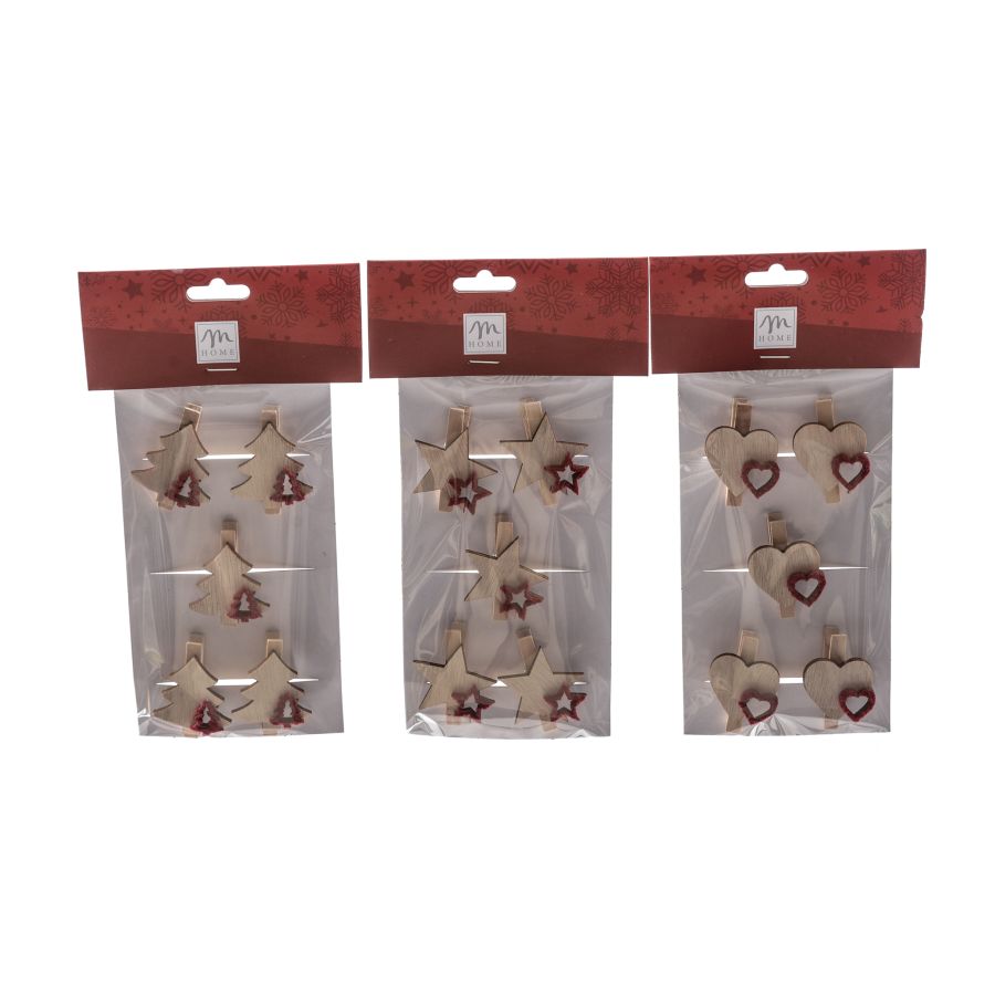 SET 5 MOLLETTE NATALIZIE IN LEGNO 5CM PREZZO CAD UNO