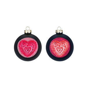 PALLINA VETRO ROSA E NERO D 8 CM ASSORTITA CUORE PREZZO CAD UNO