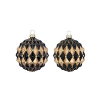 PALLINA IN VETRO A ROMBI ORO E NERO D 8 CM ASSORTITA PREZZO CAD UNO