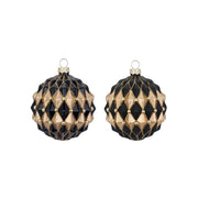 PALLINA IN VETRO A ROMBI ORO E NERO D 8 CM ASSORTITA PREZZO CAD UNO