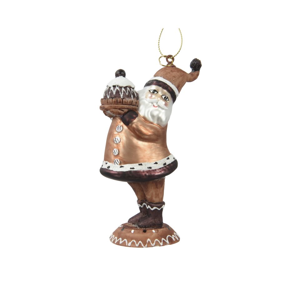 BABBO NATALE DA APPENDER CON TORTA IN VETRO