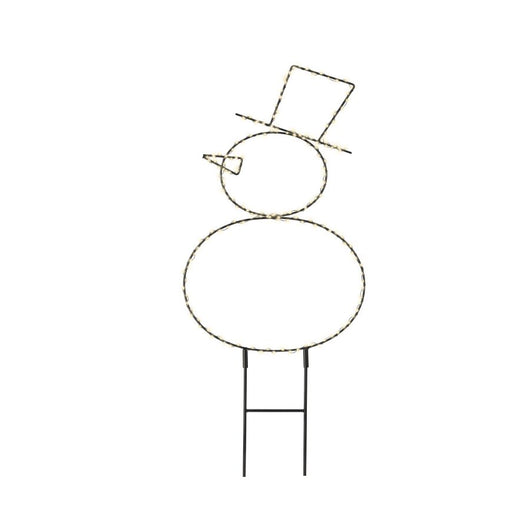 PUPAZZO DI NEVE IN METALLO ESTERNO LED BIANCO CALDO H47 CM