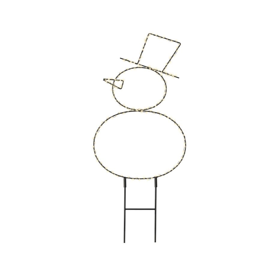 PUPAZZO DI NEVE IN METALLO ESTERNO LED BIANCO CALDO H47 CM
