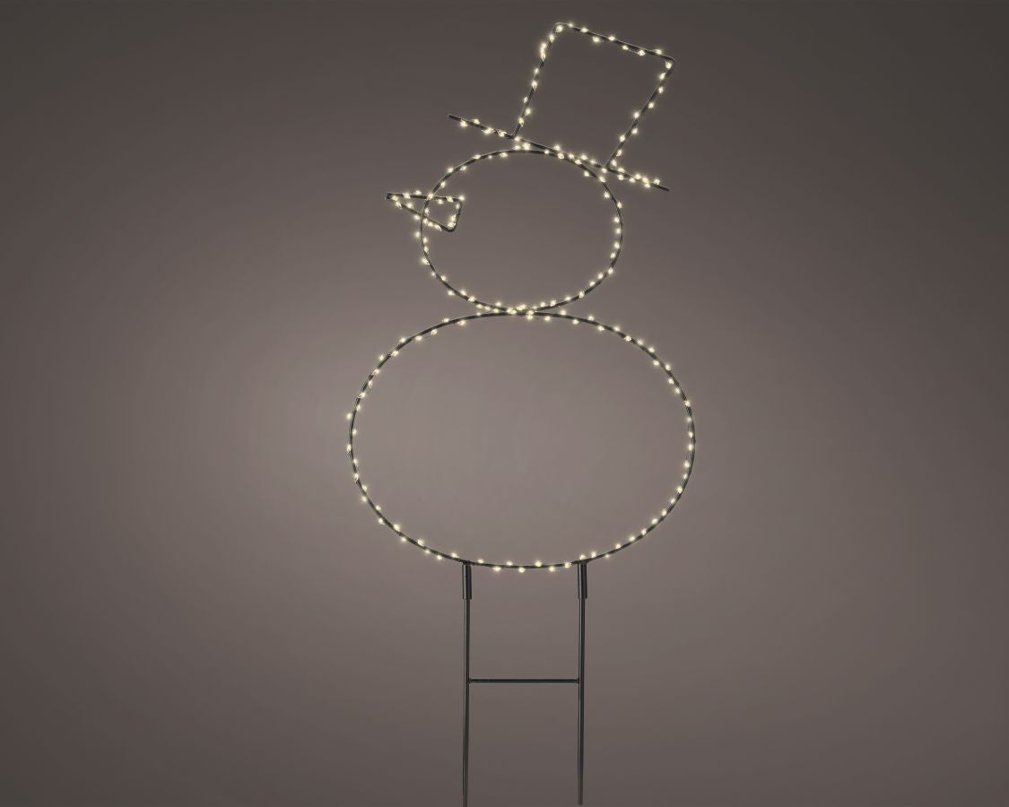 PUPAZZO DI NEVE IN METALLO ESTERNO LED BIANCO CALDO H47 CM