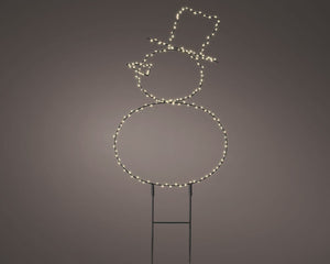 PUPAZZO DI NEVE IN METALLO ESTERNO LED BIANCO CALDO H47 CM