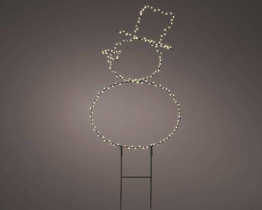PUPAZZO DI NEVE IN METALLO ESTERNO LED BIANCO CALDO H47 CM