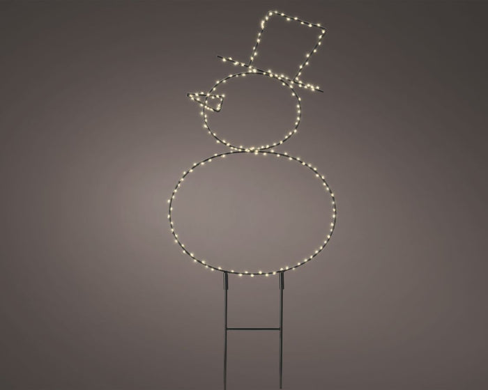 PUPAZZO DI NEVE IN METALLO ESTERNO LED BIANCO CALDO H47 CM