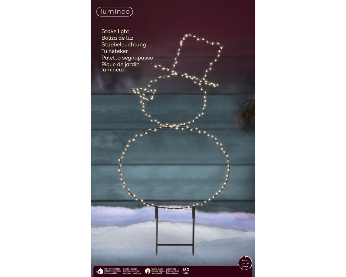 PUPAZZO DI NEVE IN METALLO ESTERNO LED BIANCO CALDO H47 CM