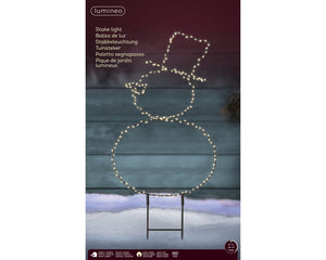 PUPAZZO DI NEVE IN METALLO ESTERNO LED BIANCO CALDO H47 CM