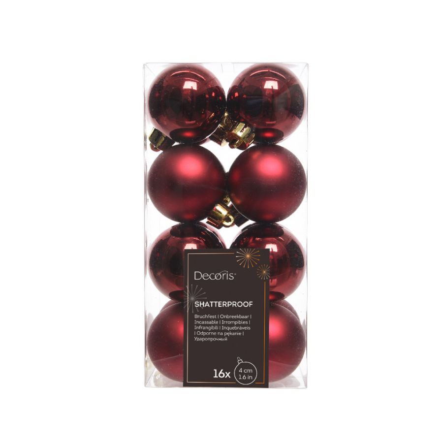 PALLINE NATALIZIE ROSSO SCURO BORDEAUX MIX D4 16 PZ