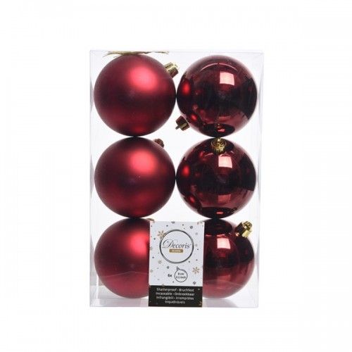 PALLINE NATALIZIE ROSSO SCURO BORDEAUX MIX D8 PZ 6