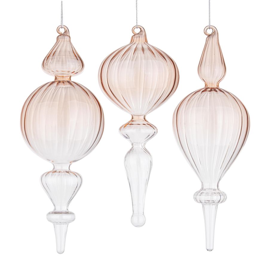 CONFEZIONE 3 PENDAGLI ASS VETRO NUANCE BEIGE