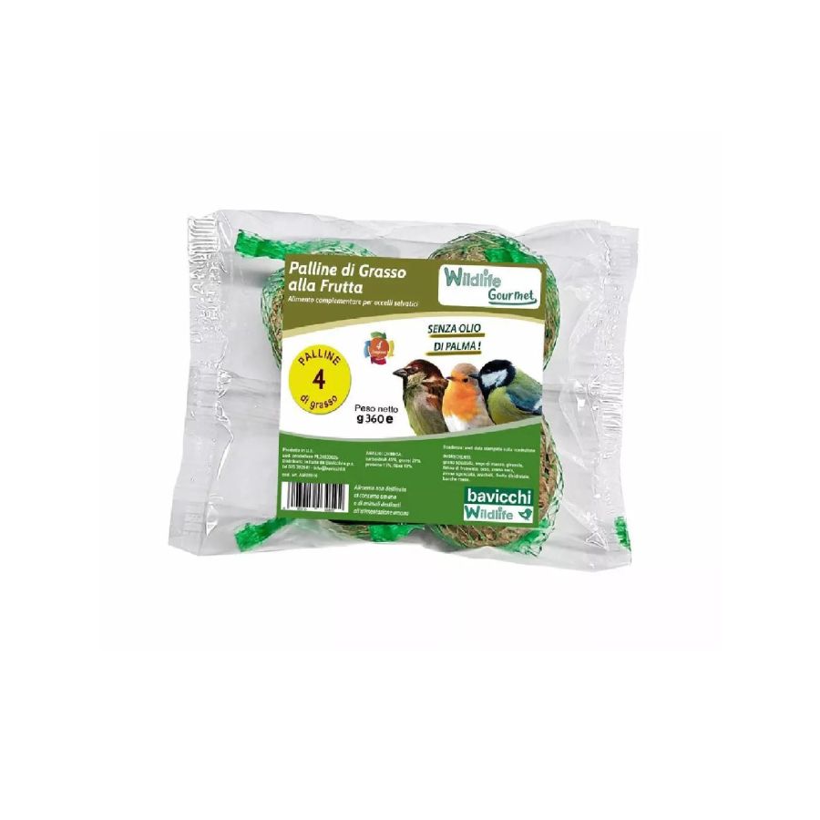 PALLA DI GRASSO FRUTTA UCCELLI SELVATICI GOURMET 4 PZX 90GR