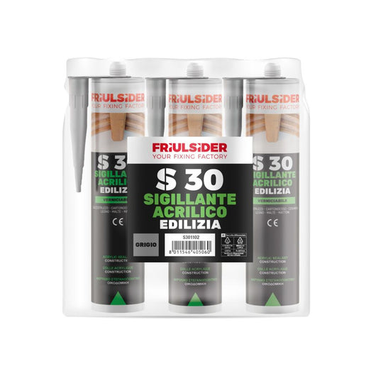 KIT 3 CARTUCCE S3011 SIGILLANTE ACRILICO GRIGIO