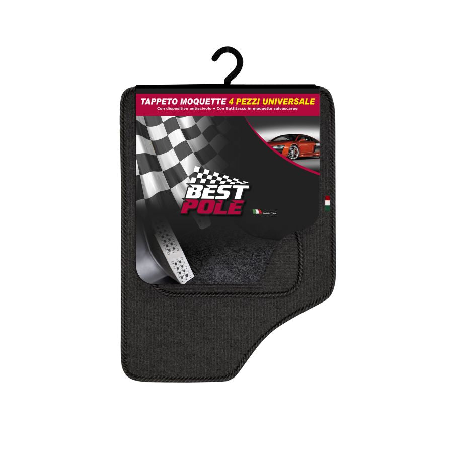 KIT 4 PZ TAPPETI IN MOQUETTE UNIVERSALI PER AUTO BEST POLE