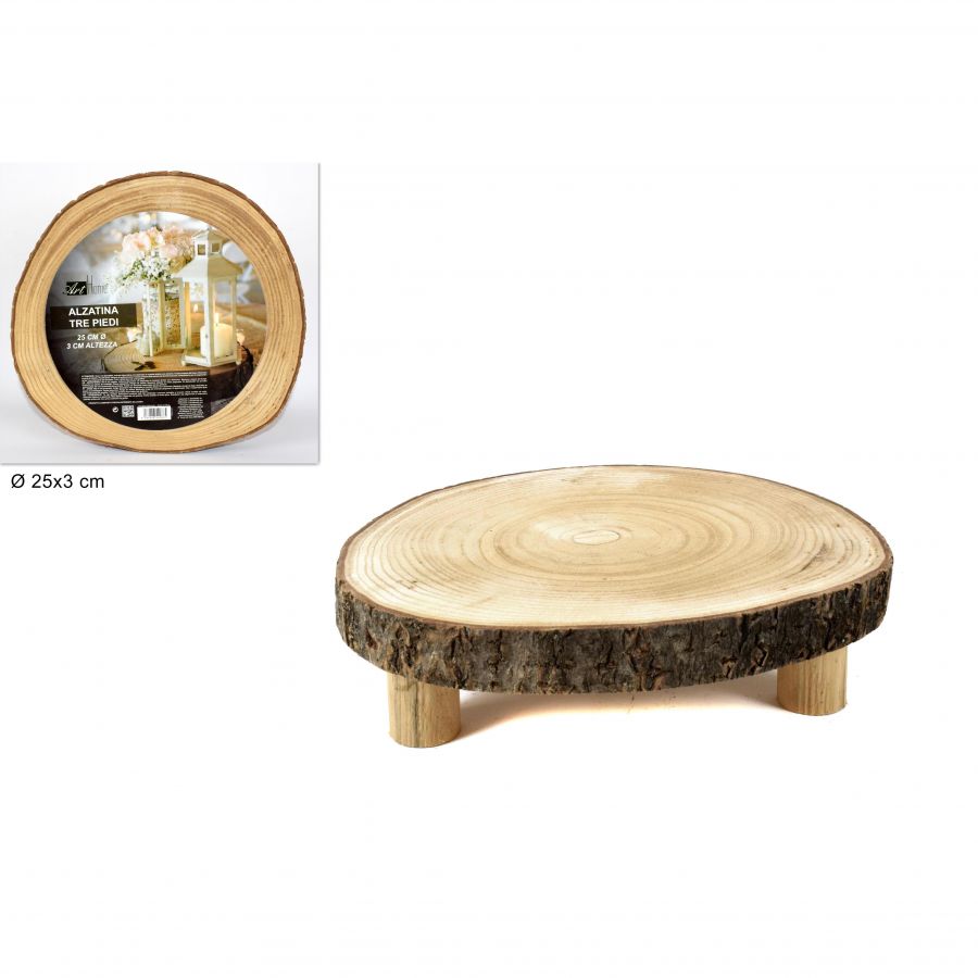 ALZATINA TRE PIEDI LEGNO DIAMETRO 25 X 3CM