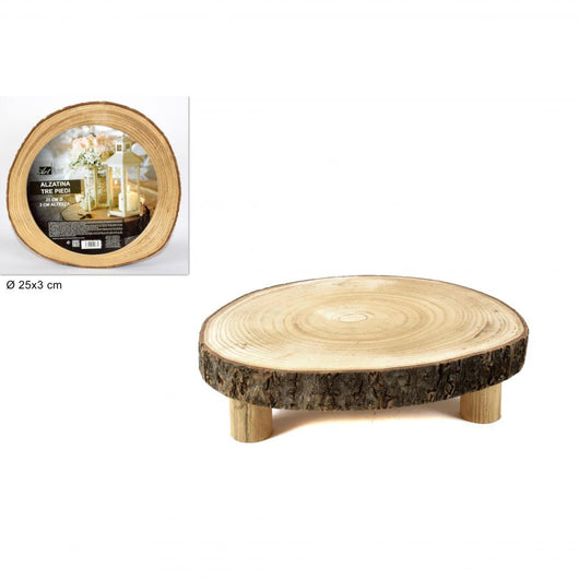ALZATINA TRE PIEDI LEGNO DIAMETRO 25 X 3CM