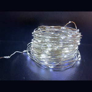 200 GOCCE DI LED BIANCHI SU FILO DI RAME 20MT A BATT. CON TELECOMANDO