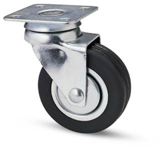 RUOTA IN GOMMA NERA D.40 MM CON PIASTRA GIREVOLE