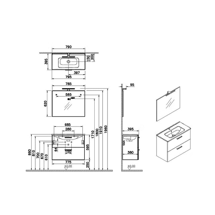MOBILE BAGNO MIA 80X40CM GOLDEN OAK SOSPESO