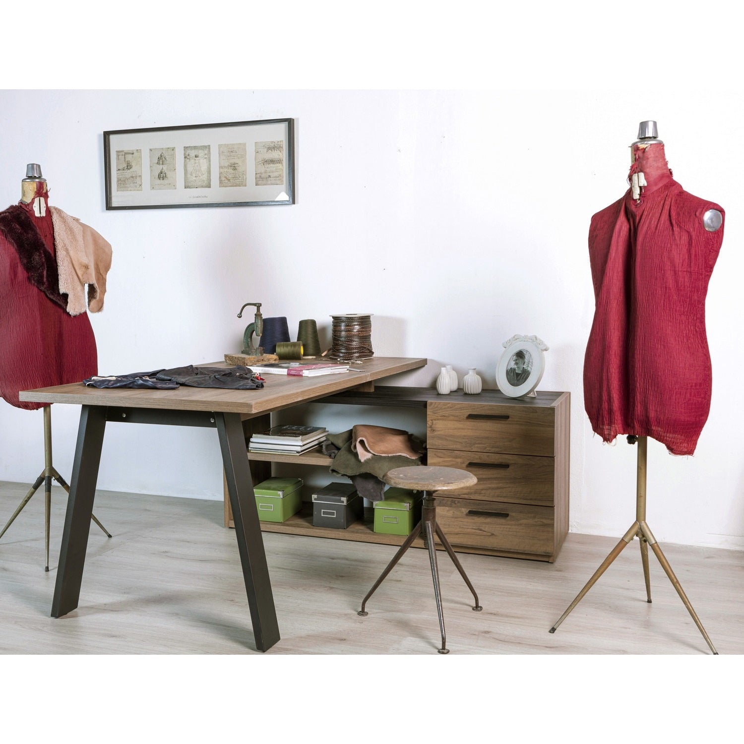 SCRIVANIA ANG. DAVINCI 172X144XH75CM NOCE BRERA