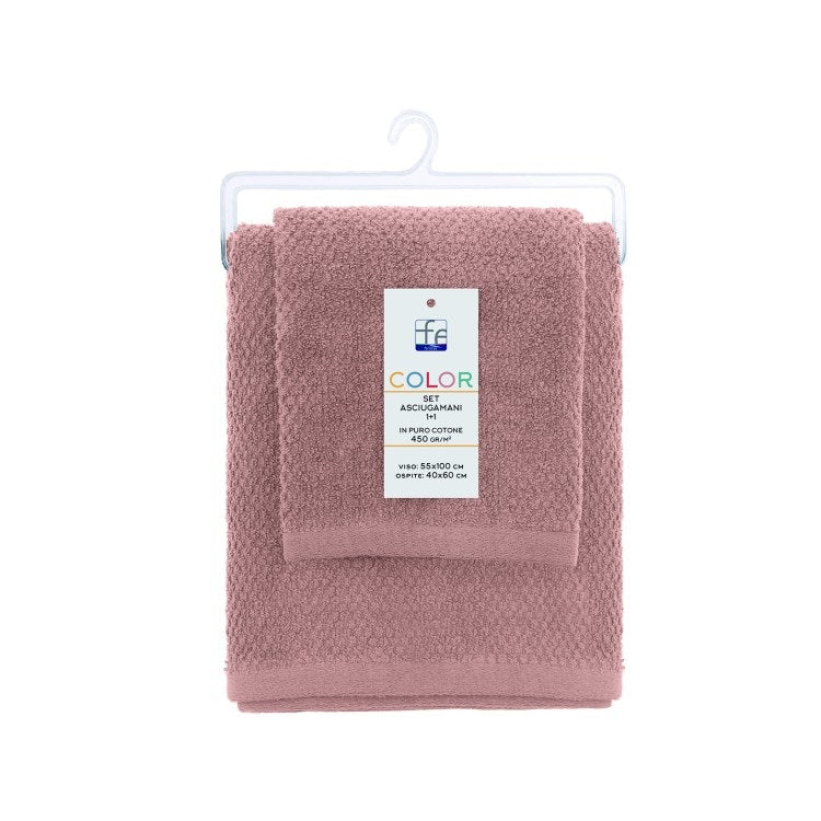 SET ASCIUGAMANI COLOR ROSA.