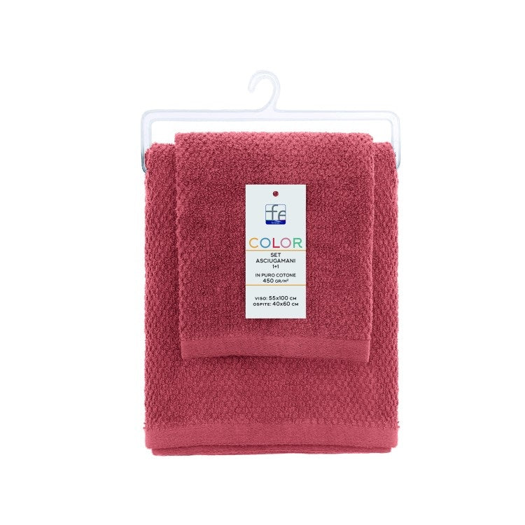 SET ASCIUGAMANI COLOR ROSSO MATTONE.