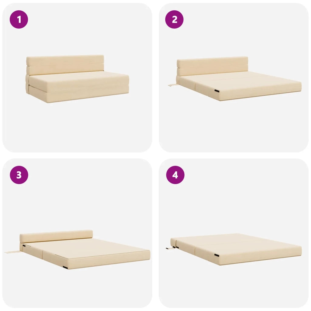 Divano Letto Pieghevole Crema 152 x 86,5 x 60 cm Tessuto 900133