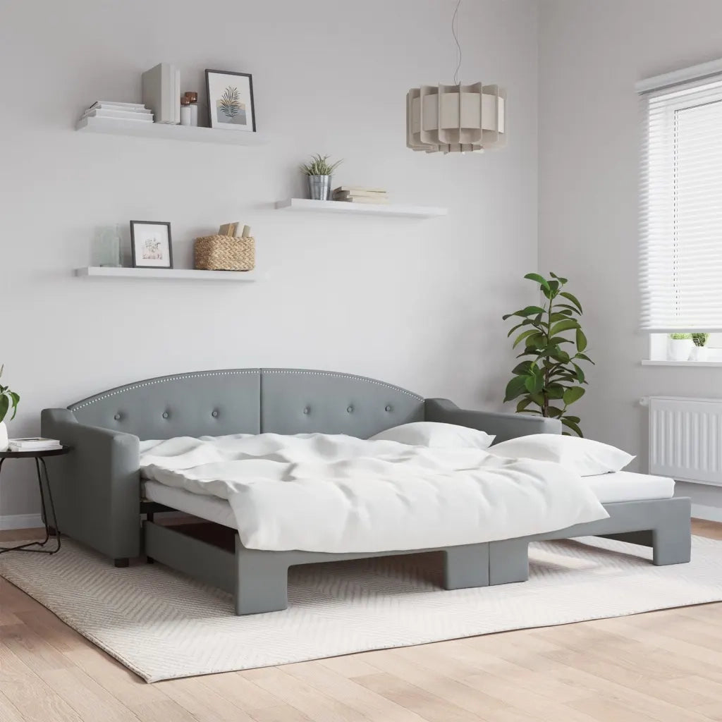 Divano letto | Sof¨¤ letto | Letto singolo Estraibile Grigio Chiaro 100x200 Tessuto