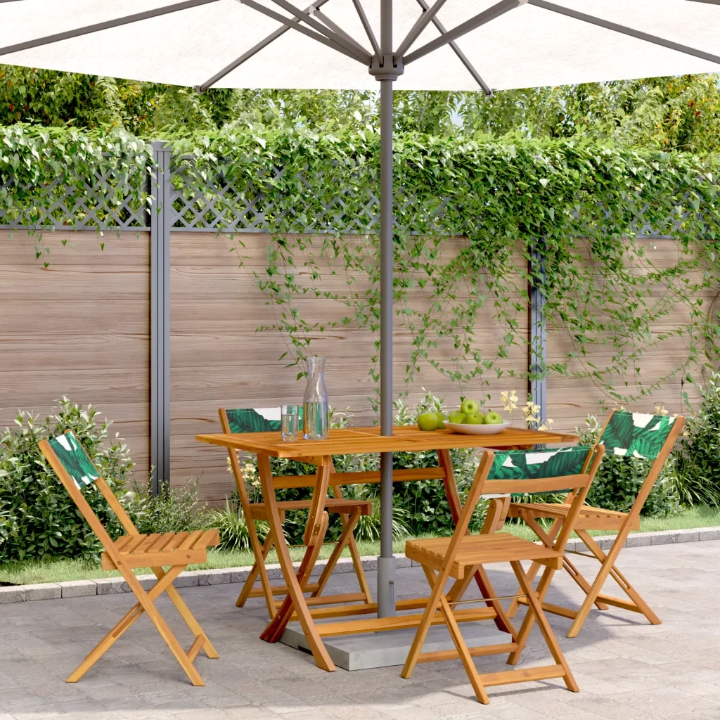 Sedie da Giardino Pieghevoli 4 pz | Sedie da Esterno Verde Tessuto e Legno Massello