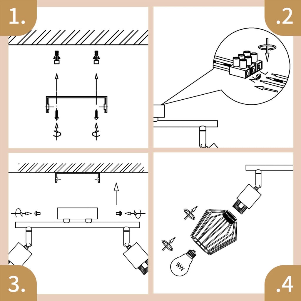 ZMH Faretto da soffitto neri 2 luci E14 metallo orientabili 350° industriali per corridoio soggiorno