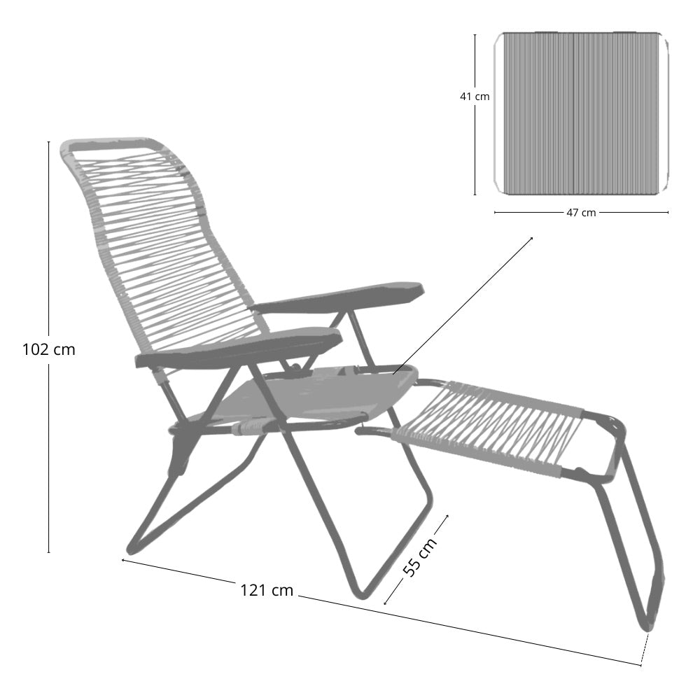 Sedia sdraio Lipari XL cordonata reclinabile in pvc blu
